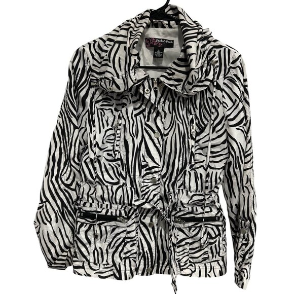 Peck & Peck Zebra Print Lightweight Womens Jacket Sz Small - Picture 1 of 11